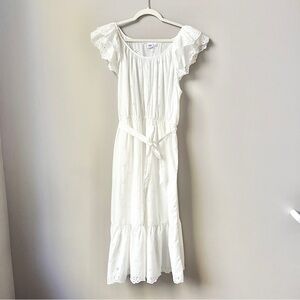 Gap Dress Women's Large White New NWT Eyelet Cotton Midi Tiered Ruffle‎ Preppy